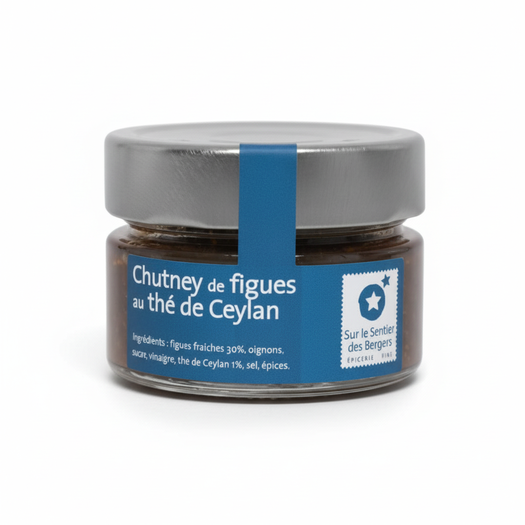 Feigenchutney mit Ceylon-Tee von Sur le Sentier des Bergers, 90g, feines Feinkostprodukt mit fruchtigem Geschmack.